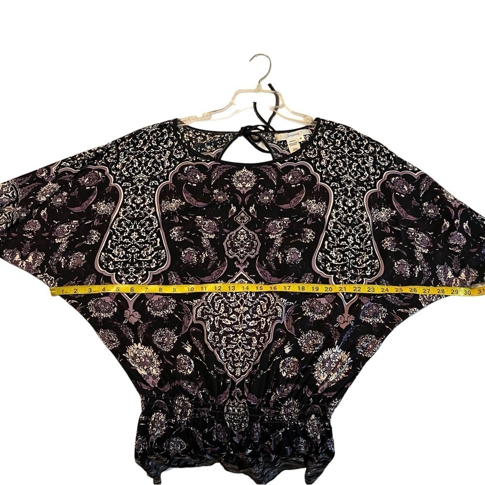 Studio M Elaborate Purple Floral Tie-back Loose Sleeve Dress Size M Smocked - Picture 10 of 16